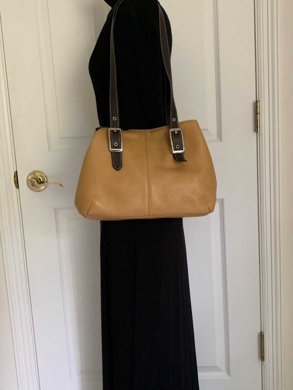 Tignanello Two-Tone Tan Brown Leather Shoulder Bag